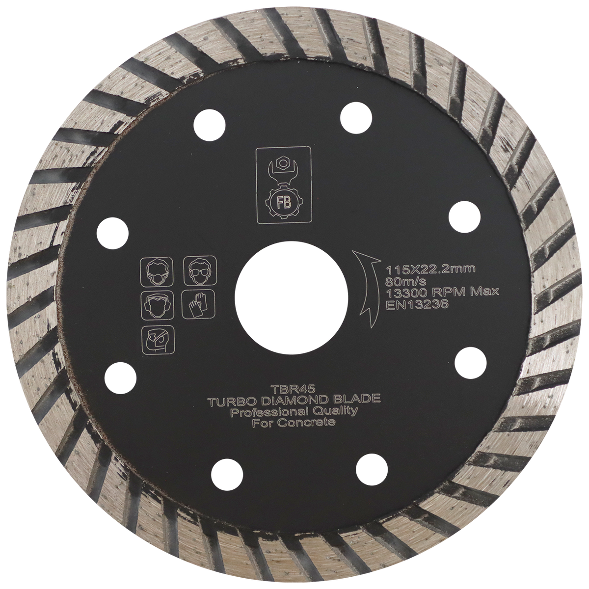 DIAMOND BLD 115MM CONTINUOUS TURBO FB - WET/DRY CUT - CONCRETE/BRICK/TILES
