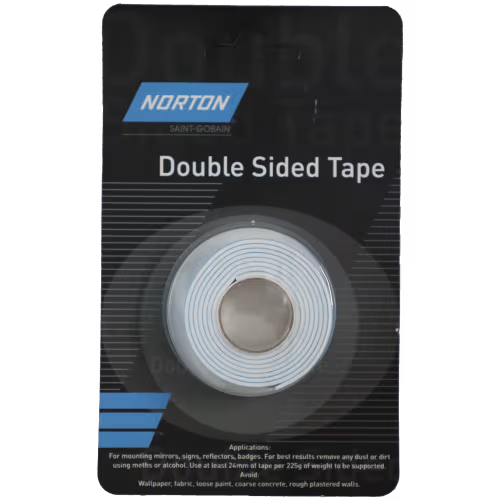 TAPE D/SIDED FOAM 24MM X 1.0M NORTON - 1.6MM THICK - 1.0M ROLL (CARDED)