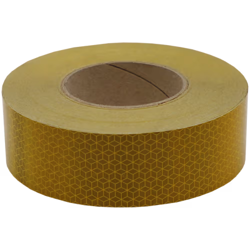 TAPE REFLECTIVE 50MM X 50M YELLOW - 50M ROLL -VEHICLE CONSPICUITY E-MARK