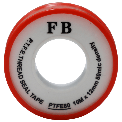 PTFE TAPE 10M X 12MM 80MIC RED - 80 MICRON DENSITY- 0.075MM THICK