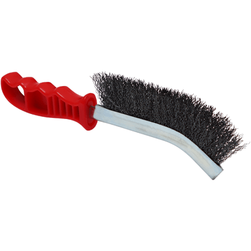 WIRE BRUSH FOUNDRY M/S RED - RED PLASTIC HANDLE - MILD STEEL
