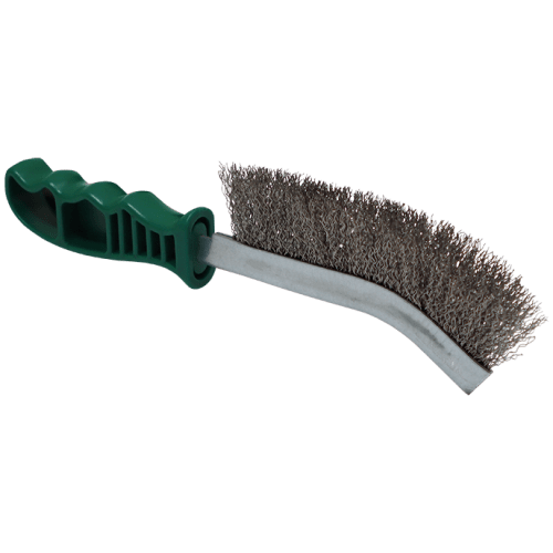 WIRE BRUSH FOUNDRY S/S GREEN - GREEN PLASTIC HANDLE -STAINLESS STEEL