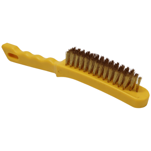 WIRE BRUSH 5 ROW BRASS HAWK (0.2MM) - YELLOW PLASTIC HANDLE - 0.20MM WIRE