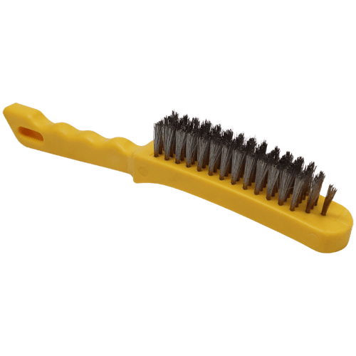 WIRE BRUSH 5 ROW S/S HAWK (0.3MM) - YELLOW PLASTIC HANDLE - 0.30MM WIRE