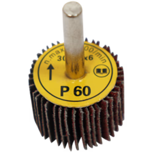 FLAP WHEEL 30 X 20MM 60G FB - MOUNTED 6MM SHANK (30MM DIA X 20MM WIDE)