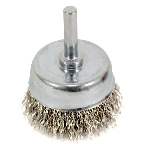 WIRE CUP BRUSH 50MM MOUNTED HAWK - 6MM SHANK - 0.30MM WIRE