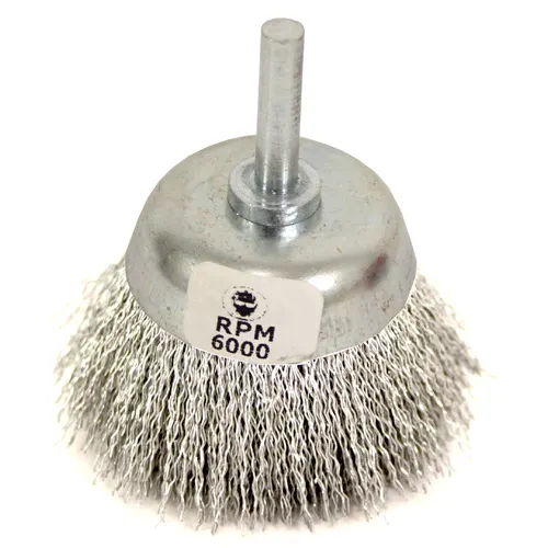 WIRE CUP BRUSH 50MM MOUNTED WERN - 6MM SHANK - 0.30MM WIRE