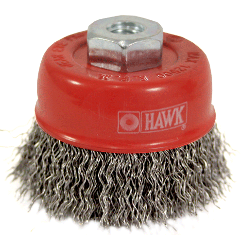 WIRE CUP BRUSH 65MM X 10 X 1.25 HAWK - 0.40MM WIRE - THREAD M10