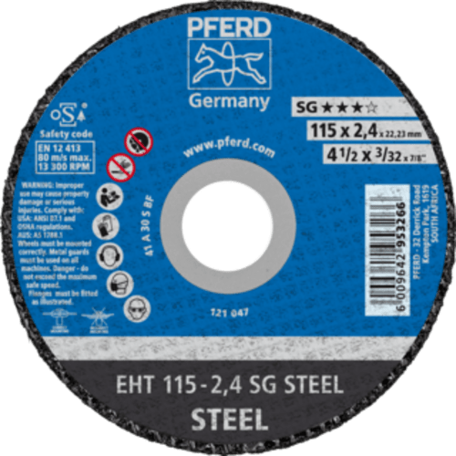 CUT OFF STEEL 115X2.4X22 SG PFERD - SG = HIGH PERFORMANCE