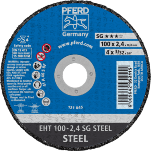 CUT OFF STEEL 100X2.4X16 SG PFERD - SG = HIGH PERFORMANCE
