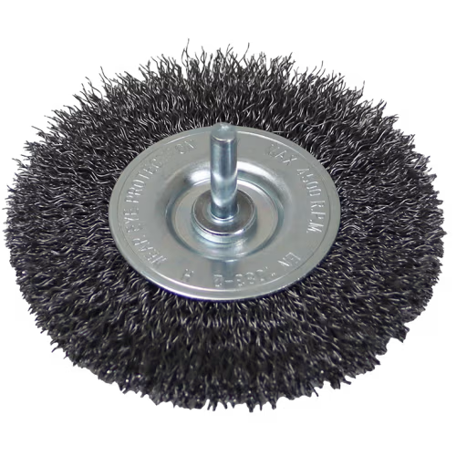 WIRE WHEEL 100 X 22MM MOUNTED HAWK - 6MM SHANK - 0.3MM WIRE