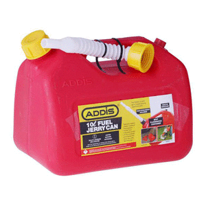 JERRY CAN PLASTIC 10L RED PETROL - WITH SPOUT