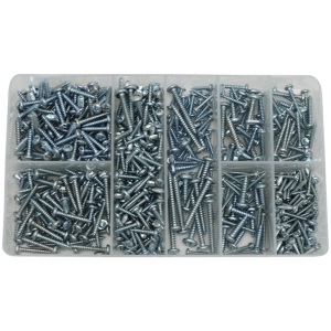 Box ASSORT SELF TAPPER GALV  500PC - SELF TAPPING SCREW NO4X16 TO NO12X 25