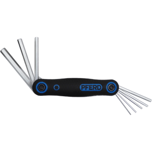 ALLEN K/SET  HEX 1.5- 8MM FOLDING PFERD - 8PC - SATIN (PEN KNIFE STYLE)