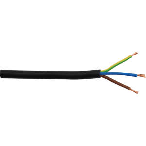CABLE CABTYRE 3 CORE X 1.5MM BLACK - MULTICORE PVC ELECTRICAL CABLE
