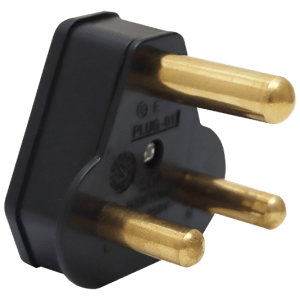 PLUG TOP 3PIN PVC BLACK 16A - ROUND BRASS PINS