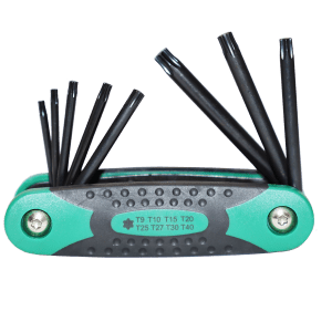 ALLEN K/SET TORX T9-T40 FOLDING FB - 8PC - BLACK (PEN KNIFE STYLE)