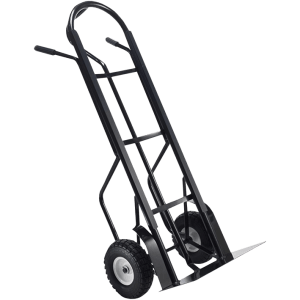 LIFTING HAND TROLLEY 300KG BLACK - H/DUTY 10" PU WHEELS - STEEL TOE PLATE