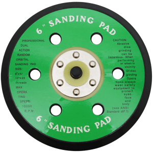 BACKING PAD RUBBER 150MM VELCRO AEROPRO - 5/16"- 24 NF THREAD - MALE (6 HOLE)
