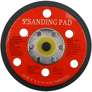 BACKING PAD RUBBER 125MM VELCRO AEROPRO - 5/16"- 24 NF THREAD - MALE (6 HOLE)