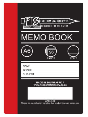 Freedom 96 Pages Memo Books - Hard Covers A6 Memo Book Feint  (Black)