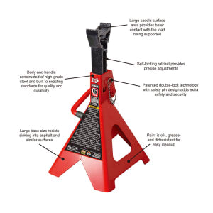 JACK STAND  6T PAIR RATCHET & PIN FB - 393 - 593MM LIFTING RANGE