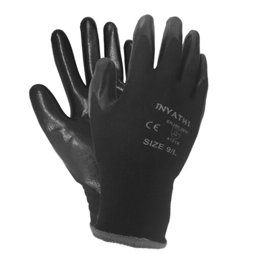 Inyathi Black Nitrile Palm Coated Glove